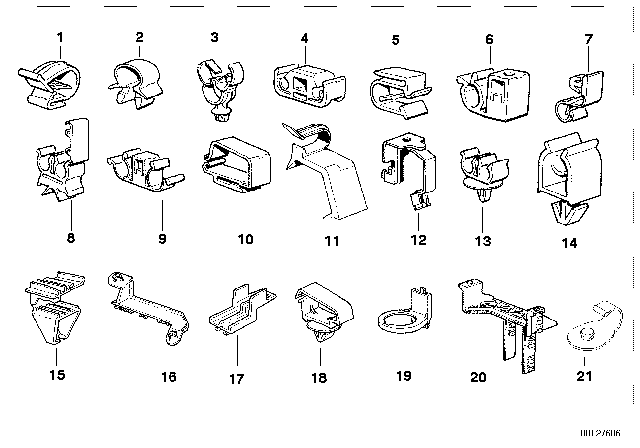 1991 BMW 525i Various Cable Holders Diagram 1
