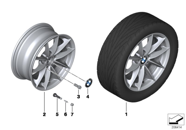 2008 BMW 128i BMW LA Wheel, V-Spoke Diagram 1