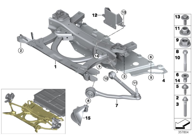 2020 BMW i3 Front Axle Support / Wishbone Diagram