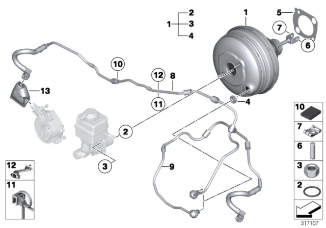 2011 BMW 750Li Power Brake Booster Diagram for 34336790456