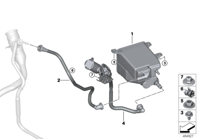 2020 BMW 750i xDrive VENTING LINE WITH LEAK DIAGN Diagram for 16117476288