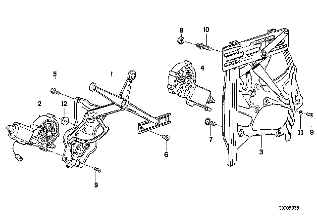 1987 BMW 325i Door Window Lifting Mechanism Diagram
