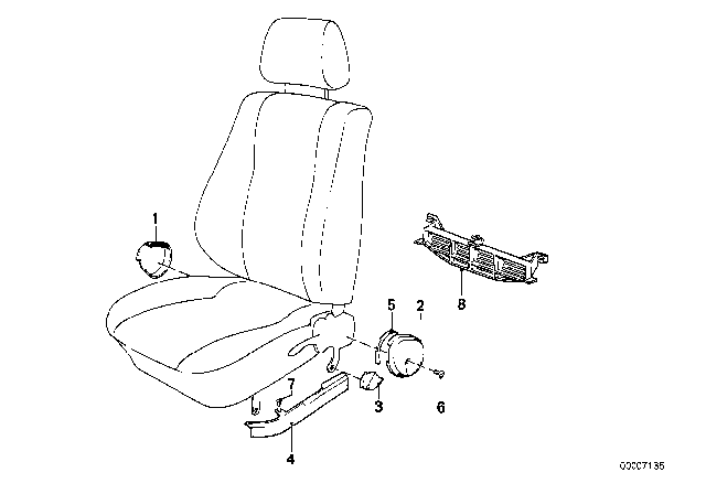 1987 BMW 325i Seat Front Seat Coverings Diagram