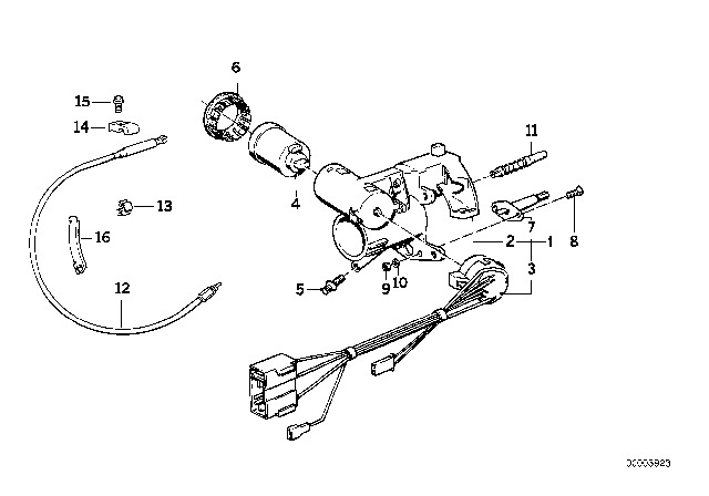 1992 BMW 325i Steering Lock / Ignition Switch Diagram