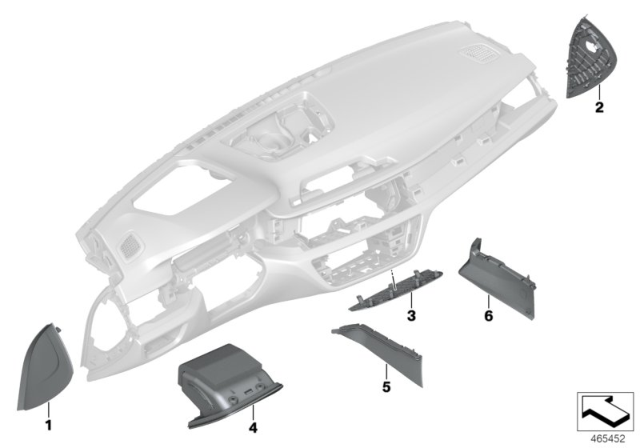 2017 BMW 740i Individual Dashboard, Mounting Parts Diagram
