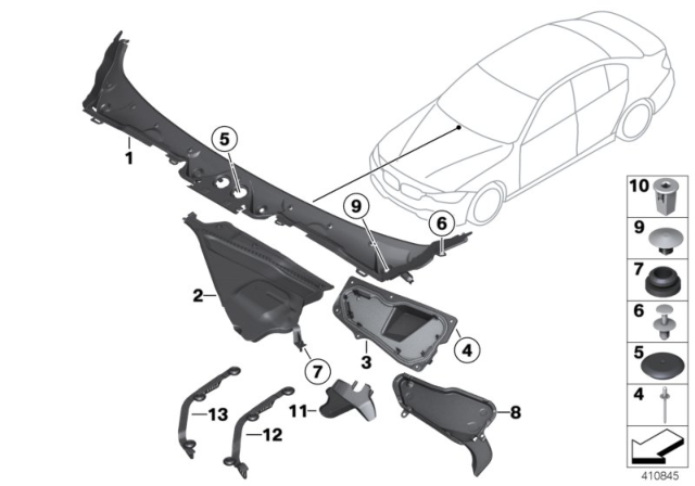 2016 BMW 428i Trim Panel, Cowl Panel Diagram