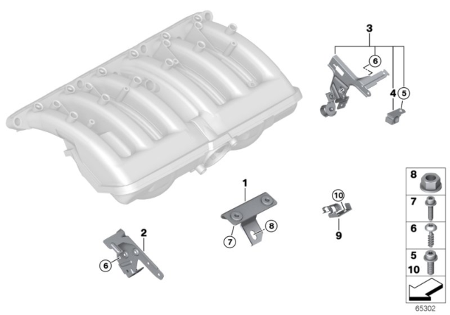 2003 BMW 525i Mounting Parts For Intake Manifold System Diagram