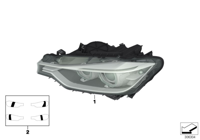 2014 BMW 328i Left Headlight Diagram for 63117338709