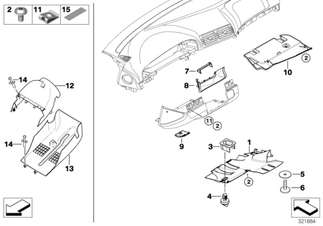 2001 BMW 525i Instrument Carrier / Mounting Parts Diagram