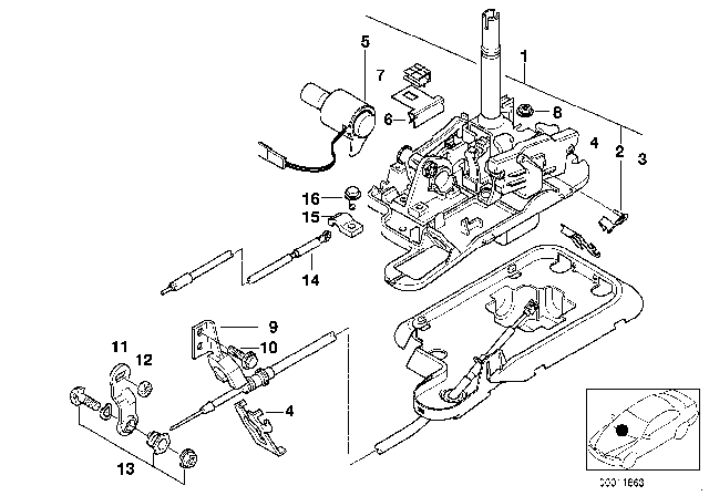 2000 BMW 740i Automatic Transmission Steptronic Shift Parts Diagram 1