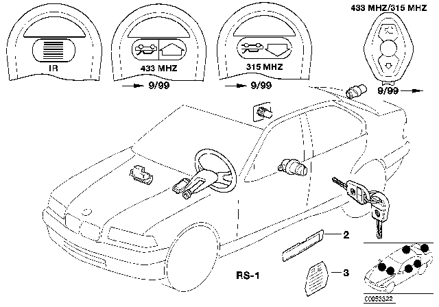 2005 BMW 330i Set Uniform Locking System With Ews Control Unit (Code) Diagram for 51210008665