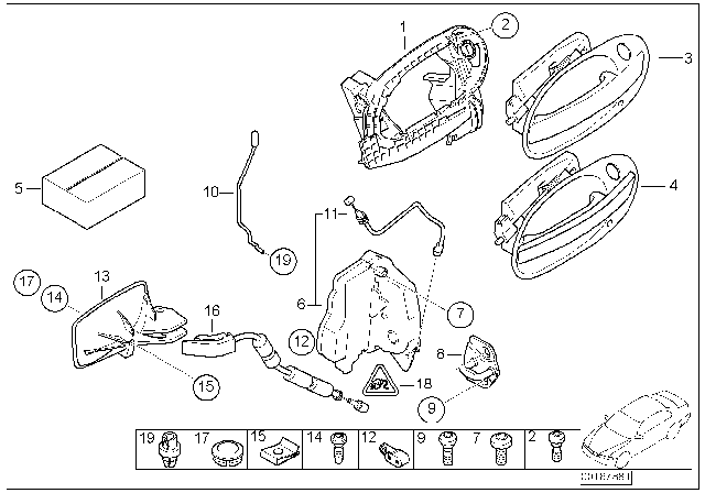 2005 BMW 760Li Key Left Catch Carrier Diagram for 51217126989