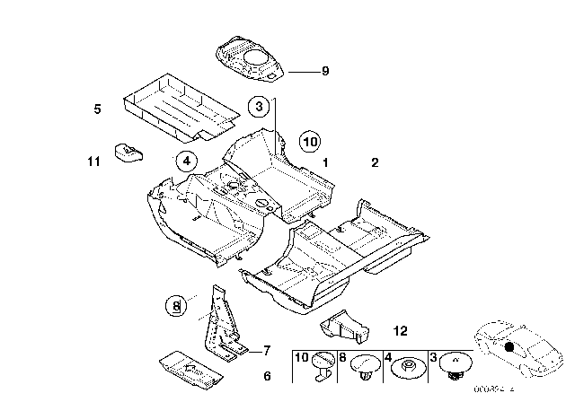 2000 BMW 328Ci Floor Covering Diagram