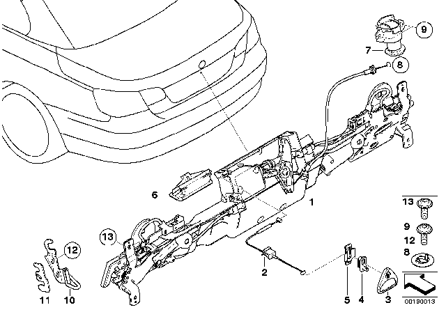 2008 BMW M3 Trunk Lid Lock Diagram for 51247372801