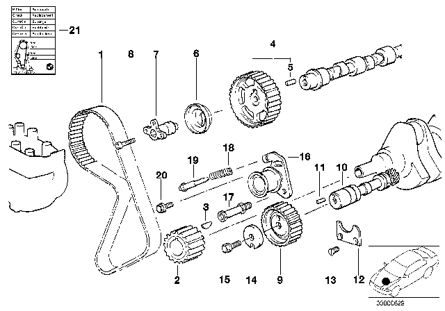 1989 BMW 525i Timing And Valve Train - Tooth Belt Diagram