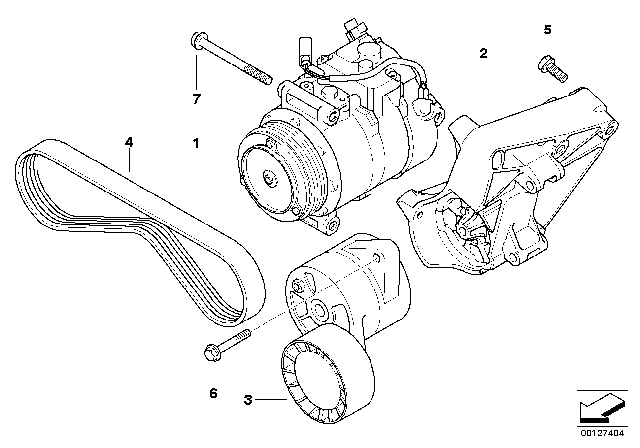 2005 BMW 525i Air Conditioning Compressor - Supporting Bracket Diagram