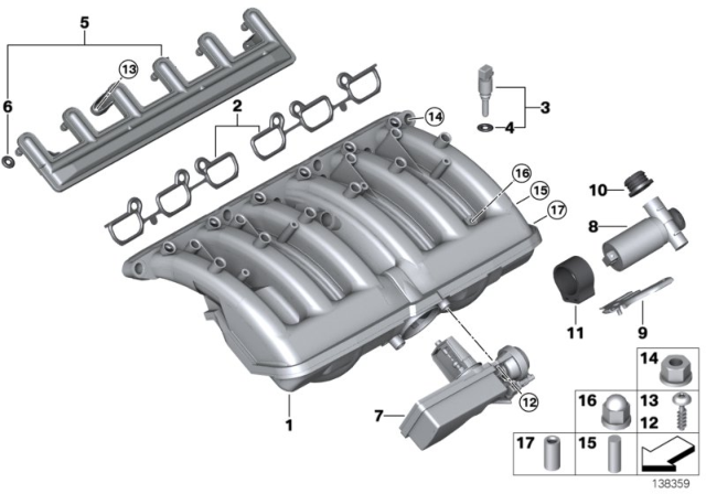2001 BMW 525i Intake Manifold System Diagram