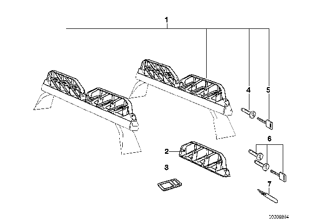 2002 BMW 745Li Standard Ski Carrier Diagram