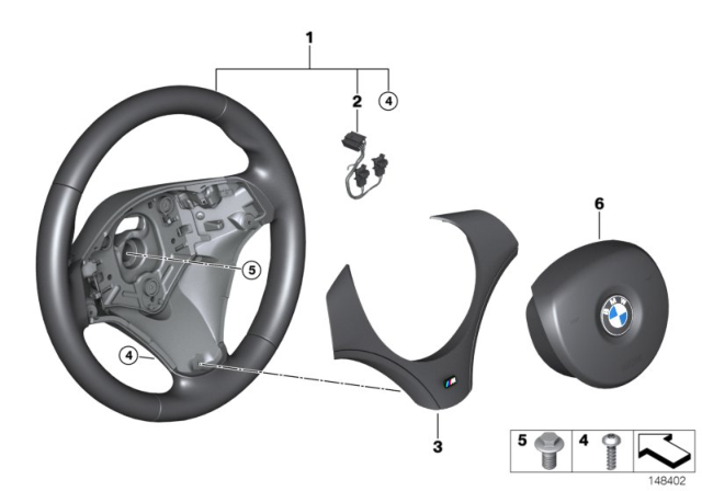 2013 BMW 128i M Sports Steering Wheel, Airbag Diagram 1