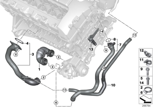 2008 BMW 135i Cooling System - Water Hoses Diagram