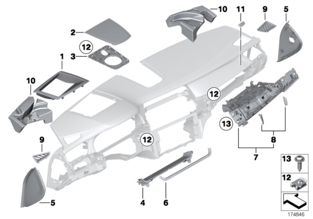 2012 BMW Alpina B7 Mounting Parts, Instrument Panel Diagram 3