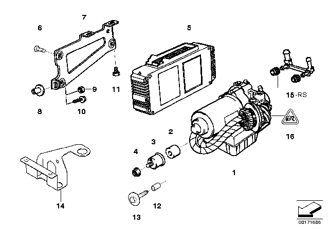 1992 BMW 318is Hydro Unit ABS / ASC / Control Unit / Support Diagram