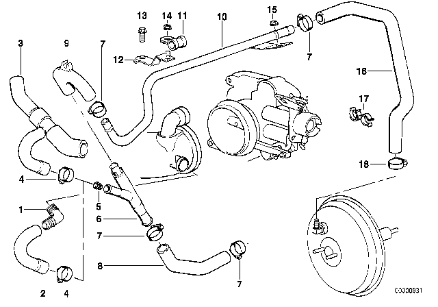 1999 BMW 740i Vacuum Control - Engine Diagram 1