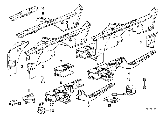 1991 BMW 525i Wheelhouse / Engine Support Diagram