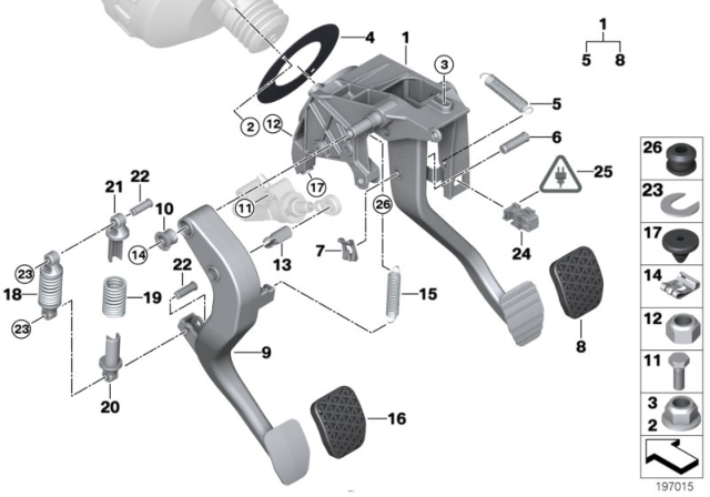 2012 BMW 135i Pedal Assy W Over-Centre Helper Spring Diagram