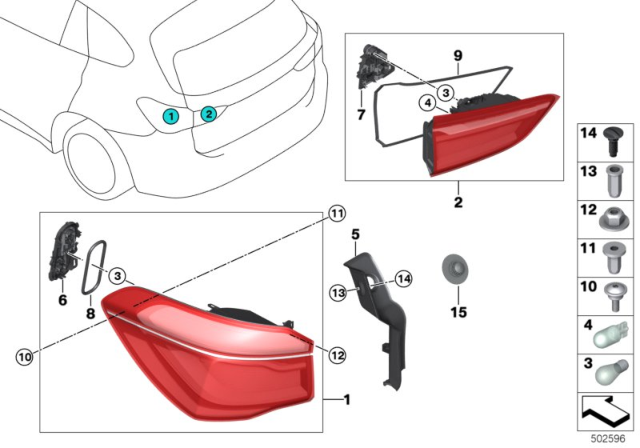 2018 BMW X1 Rear Light In The Side Panel Left Diagram for 63217488547