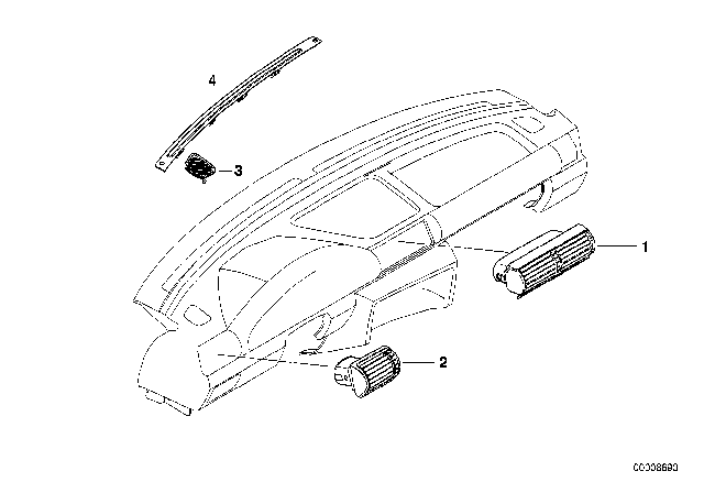 1996 BMW 318ti Outflow Nozzles / Covers Diagram