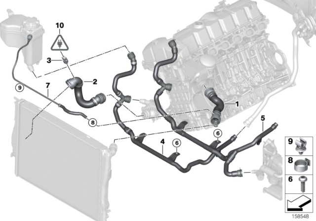 2010 BMW 128i Cooling System - Water Hoses Diagram 1