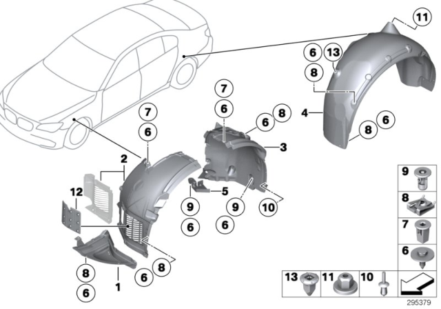2013 BMW 750Li Wheel Arch Trim Diagram