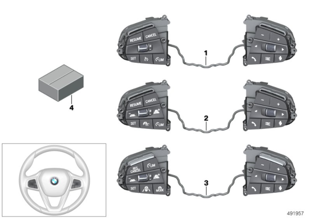 2020 BMW 740i Switch, Steering Wheel Diagram