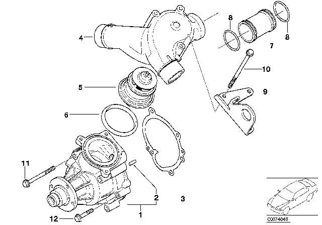 2004 BMW M3 Thermostat Housing Diagram for 11537831103