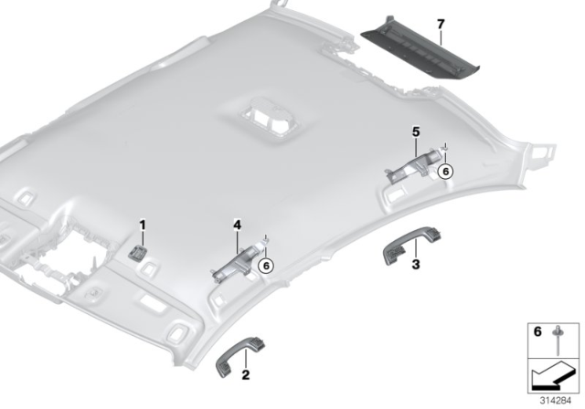 2015 BMW 550i Mounting Parts, Roofliner Diagram