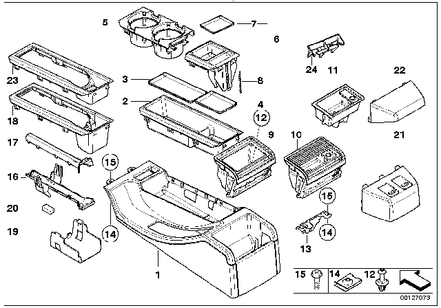 2001 BMW 330i Centre Console Diagram 1
