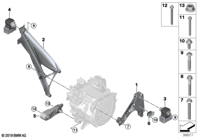 2018 BMW i3 Engine And Transmission Mounting Diagram