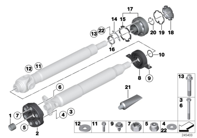 2005 BMW 525i Drive Shaft-Center Bearing-Constant Velocity Joint Diagram