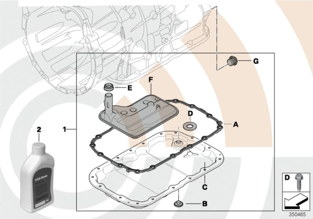 2012 BMW 128i Fluid Change Kit, Automatic Transmission Diagram