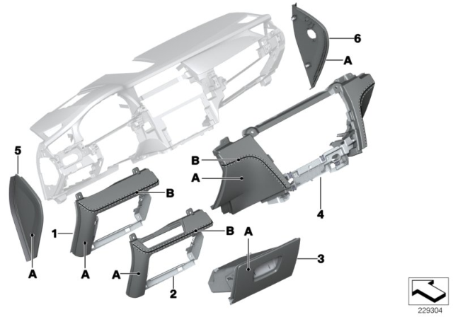 2015 BMW Alpina B7 Individual Dashboard, Mounting Parts Diagram