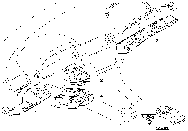 2001 BMW 325i Knee Protector Diagram