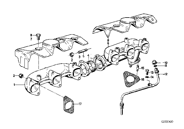 1980 BMW 633CSi Exhaust Manifold Diagram 2