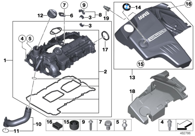 2015 BMW X3 Gasket Set, Cylinder Head Cover Diagram for 11127588418