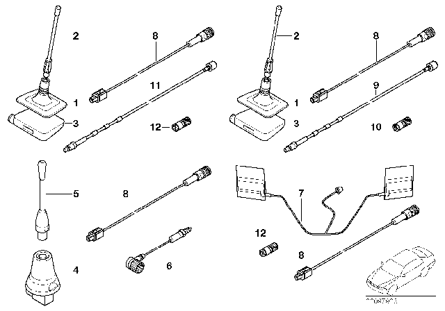 1995 BMW 740iL Single Parts For Classic Telephone Antenna Diagram