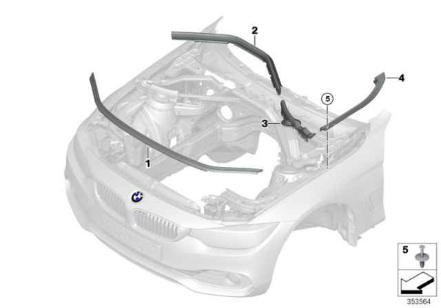 2015 BMW 428i Bonnet Seals Diagram
