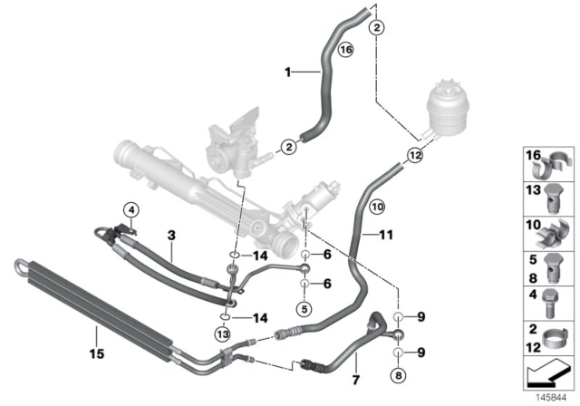 2009 BMW 128i Hydro Steering - Oil Pipes Diagram
