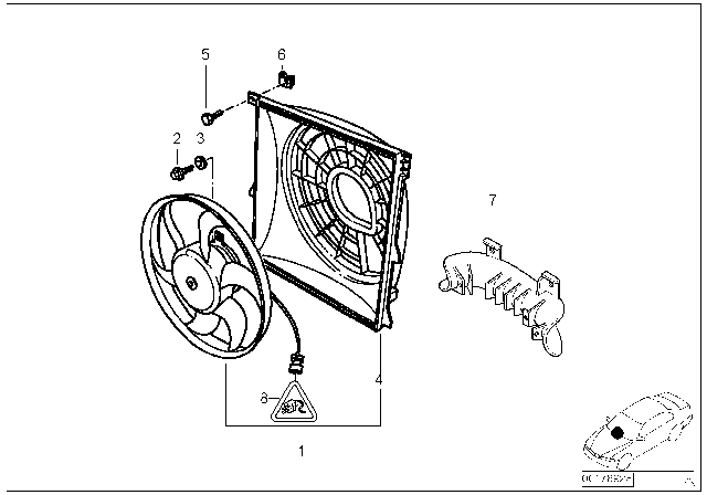 1992 BMW 318is Suction Fan And Mounting Parts Diagram 1