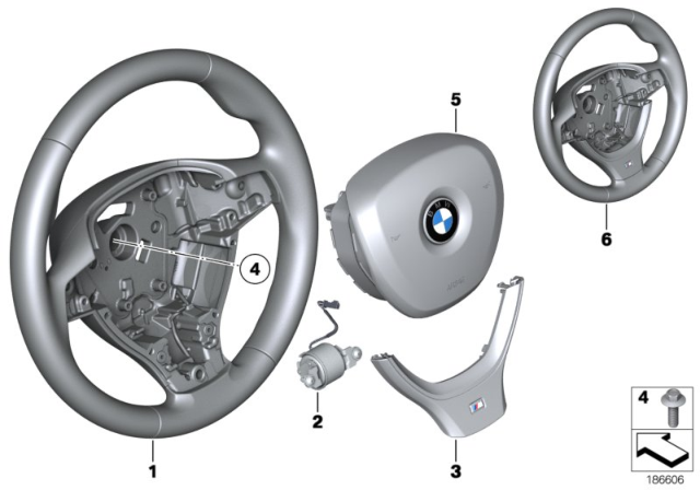 2009 BMW 750Li Sports Steering Wheel Diagram for 32336790891