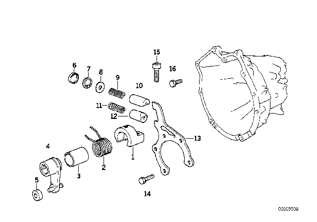 1995 BMW 318ti Inner Gear Shifting Parts (S5D) Diagram 1